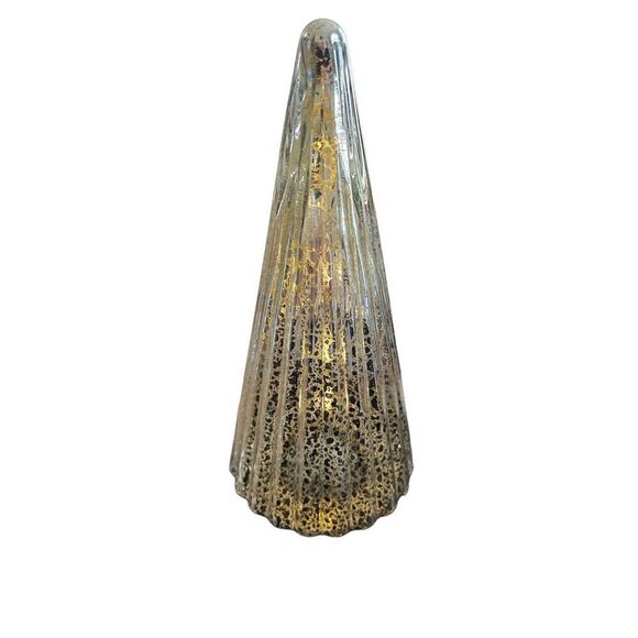 Mercury Glass Lighted Christmas Tree 11x7 Flawless 3AAA Batteries Switch on bott - Picture 1 of 4
